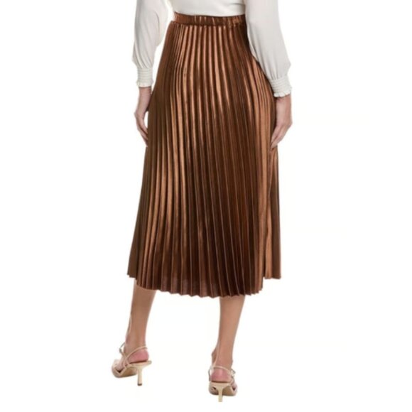 NEW HOST PICK✅Anne Klein Pleated Satin Skirt size S shining Latte shade - Picture 7 of 15
